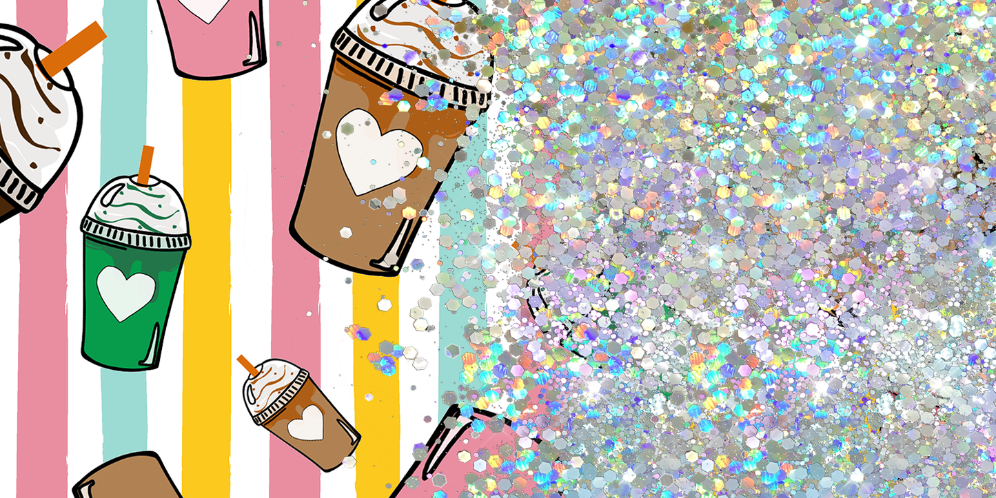 ICED COFFEE CUP GLITTER PEN/CUP COMBO