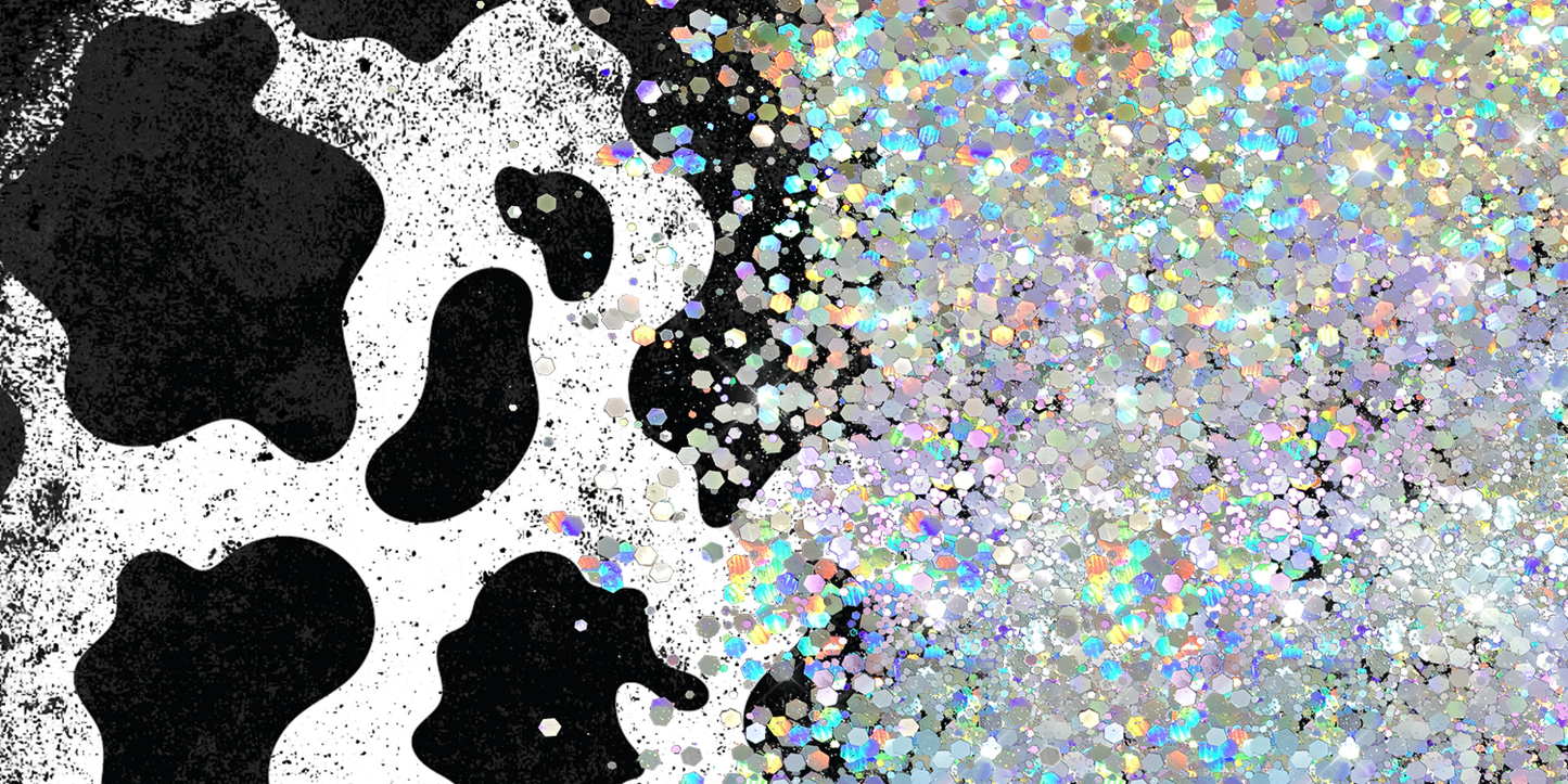 COW PRINT CUP GLITTER PEN/CUP COMBO