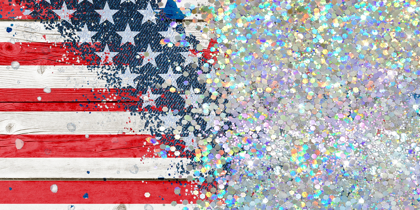 AMERICAN FLAG PRINT CUP GLITTER PEN/CUP COMBO