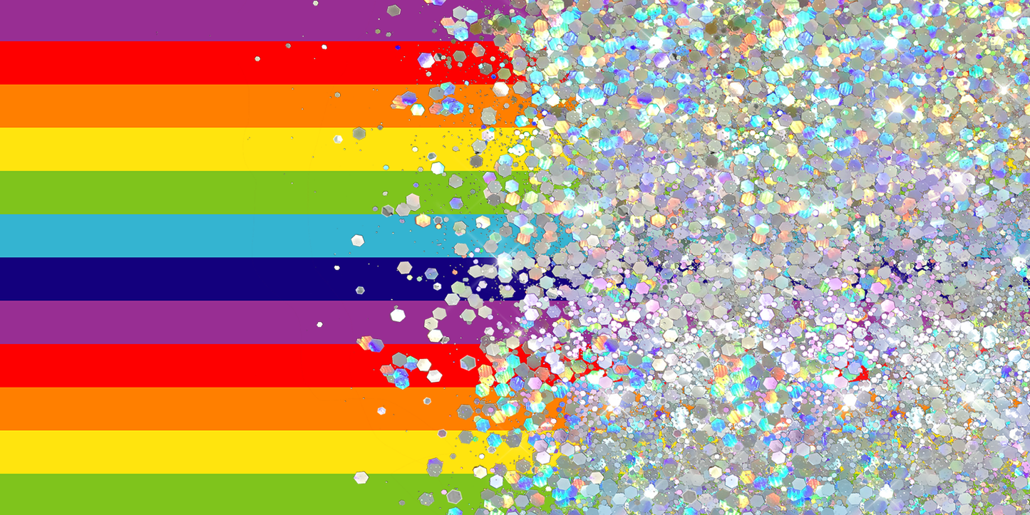 RAINBOW PRINT CUP GLITTER PEN/CUP COMBO