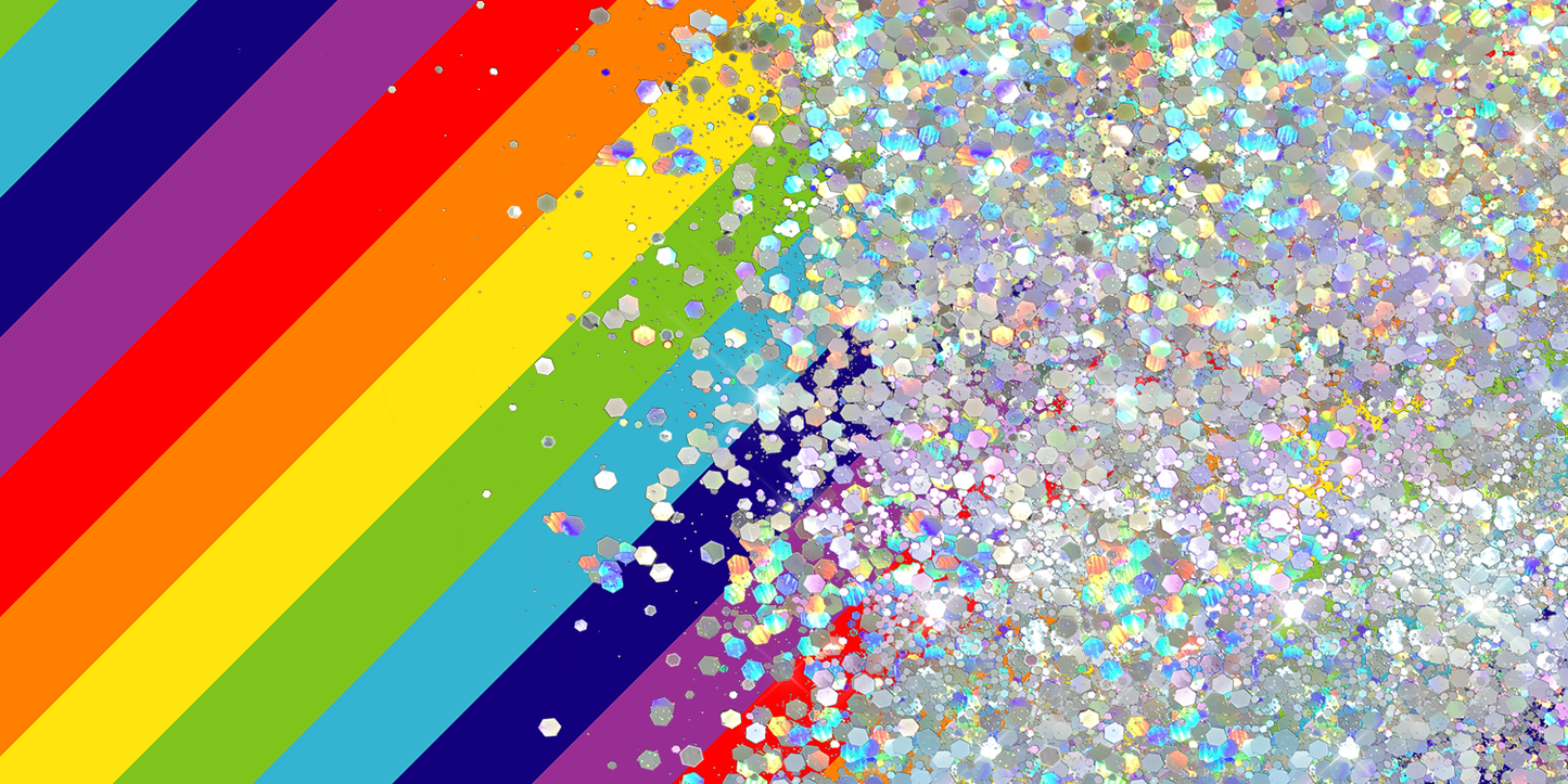 RAINBOW PRINT CUP GLITTER PEN/CUP COMBO