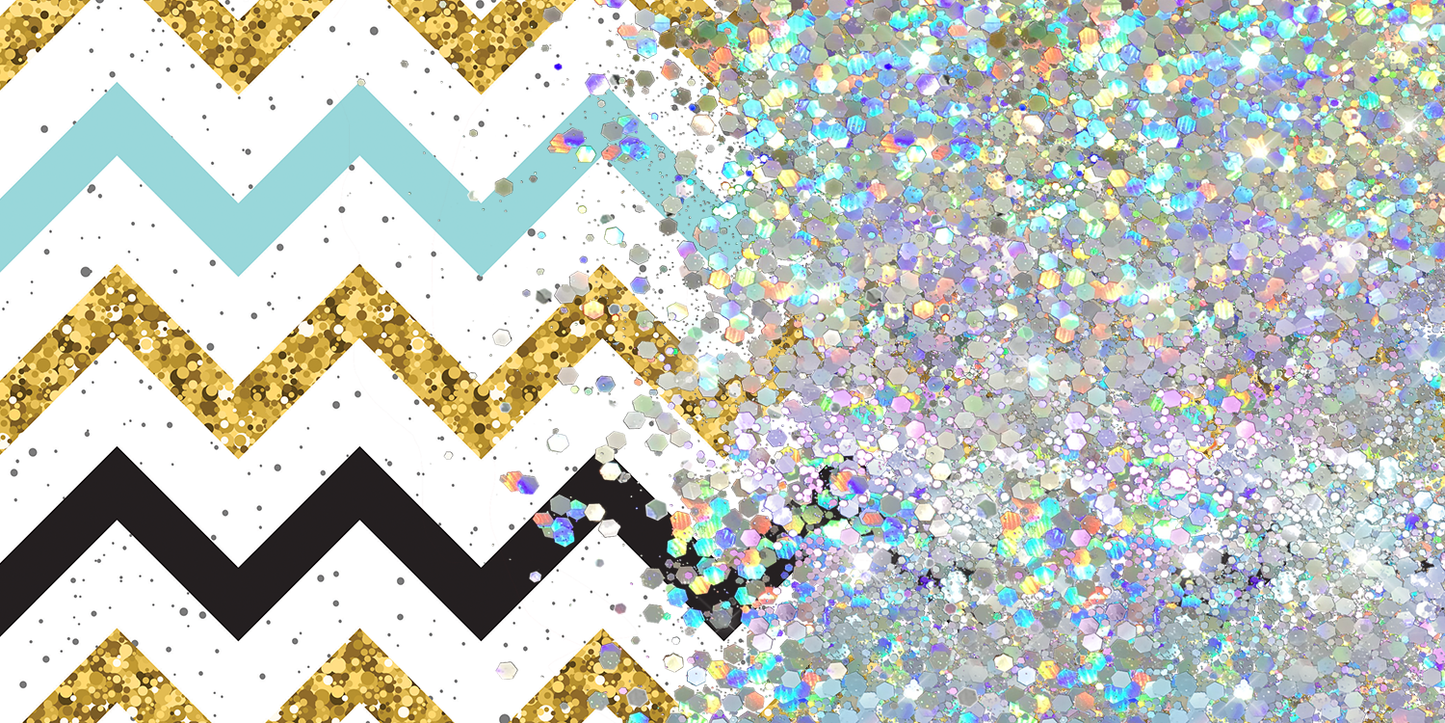 MULTI COLORED CHEVRONGLITTER PEN/CUP COMBO