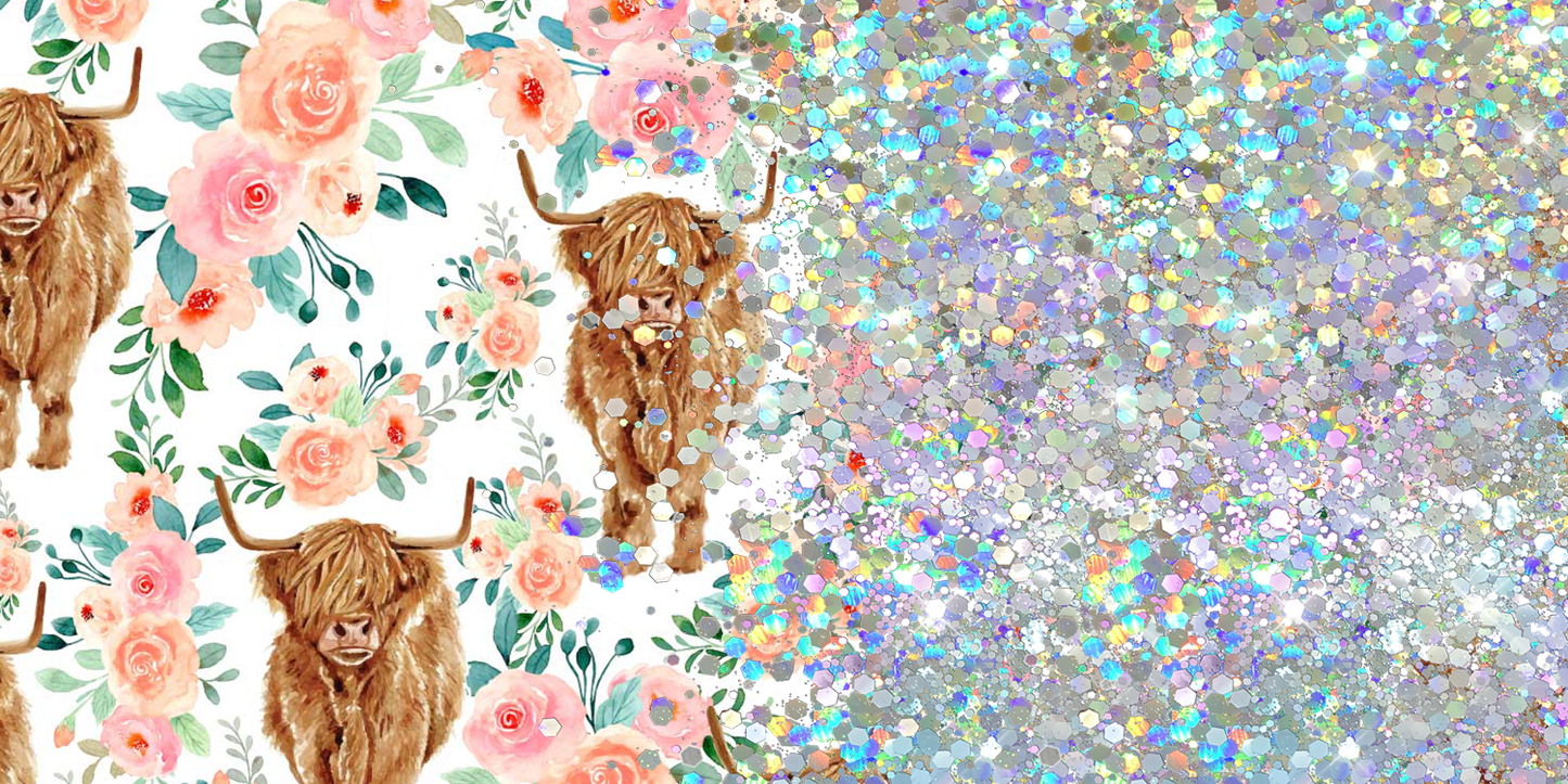 HIGHLAND COW PRINT GLITTER PEN/CUP COMBO