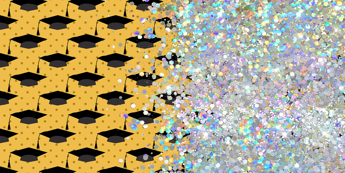 BLACK GRADUATION CAPS WITH GLITTER PEN/CUP COMBO
