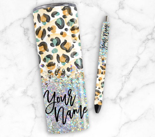 ANIMAL PRINT CUP GLITTER PEN/CUP COMBO