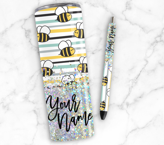 BEE CUP GLITTER PEN/CUP COMBO