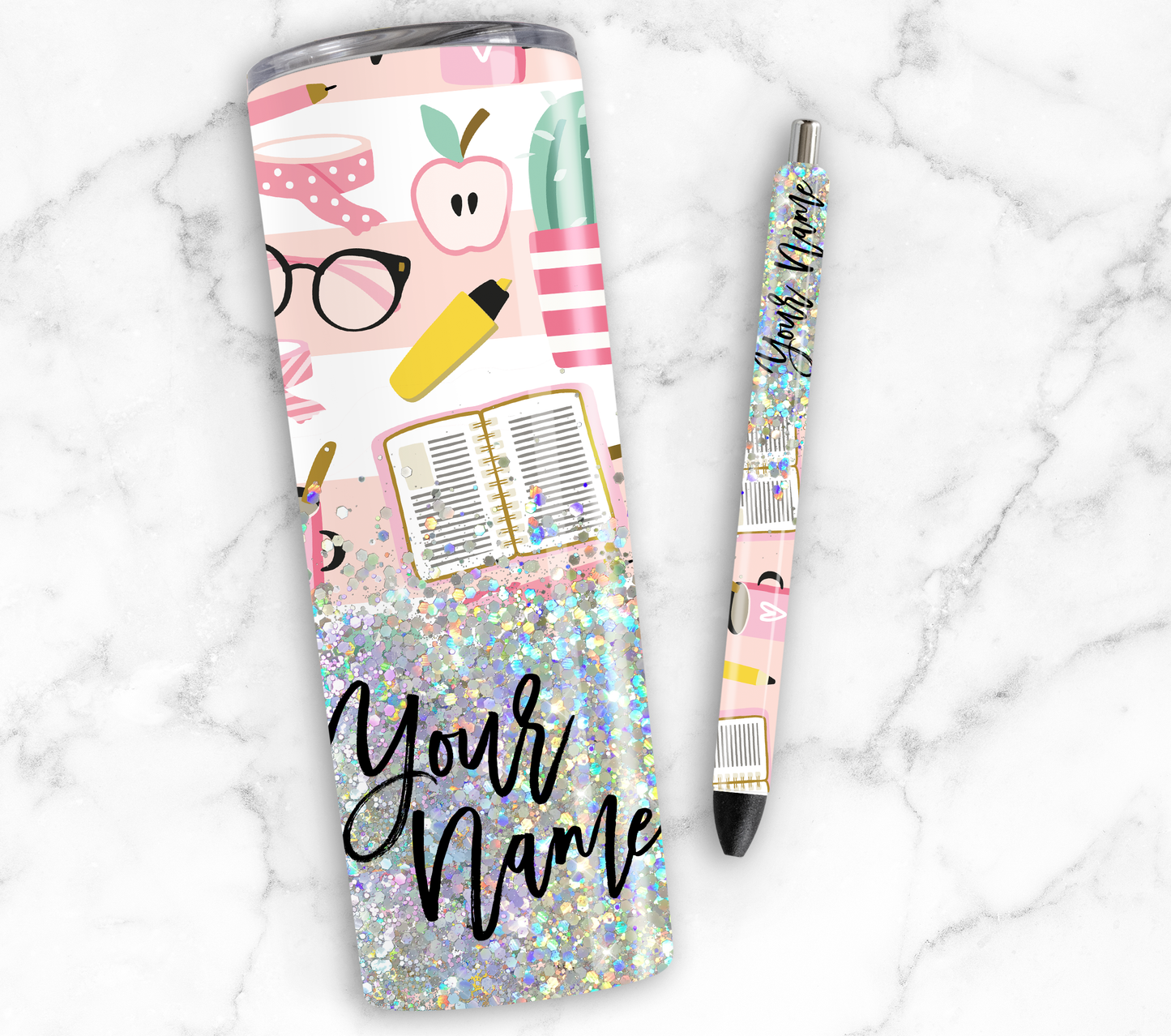 TEACHER GLITTER PEN/CUP COMBO