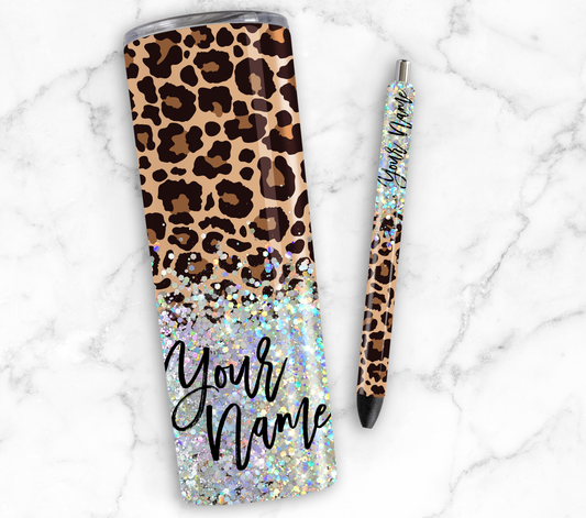 ANIMAL PRINT CUP GLITTER PEN/CUP COMBO