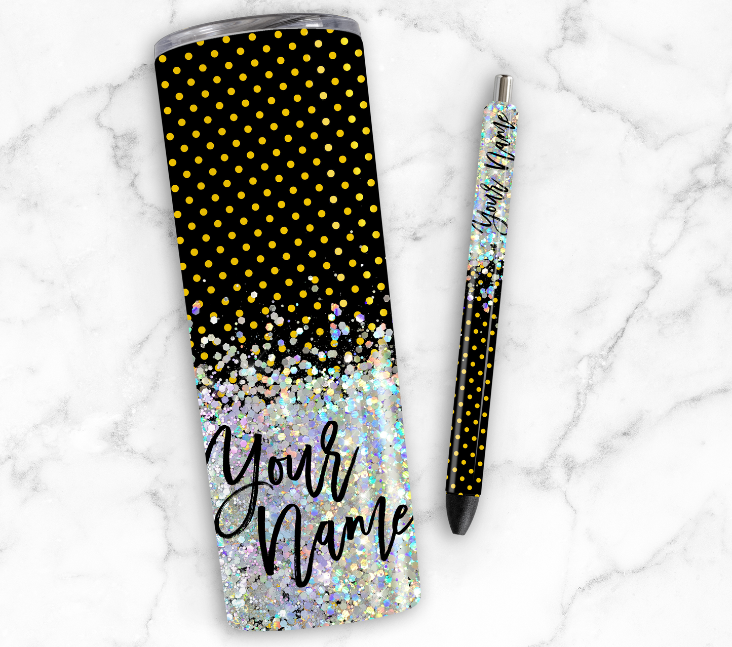 BLANK GRADUATION GLITTER PEN/CUP COMBO