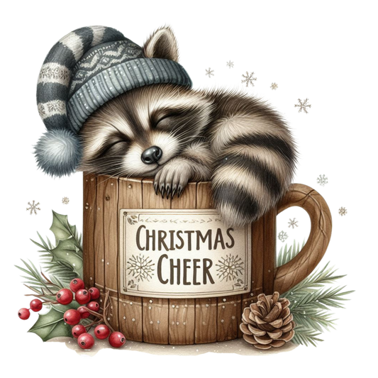 CHRISTMAS CHEER SLEEPING RACCOON