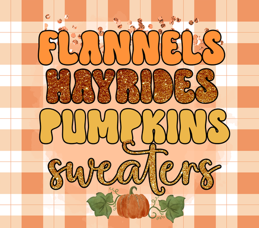 FLANNELS HAYRIDES PUMPKINS SWEATERS