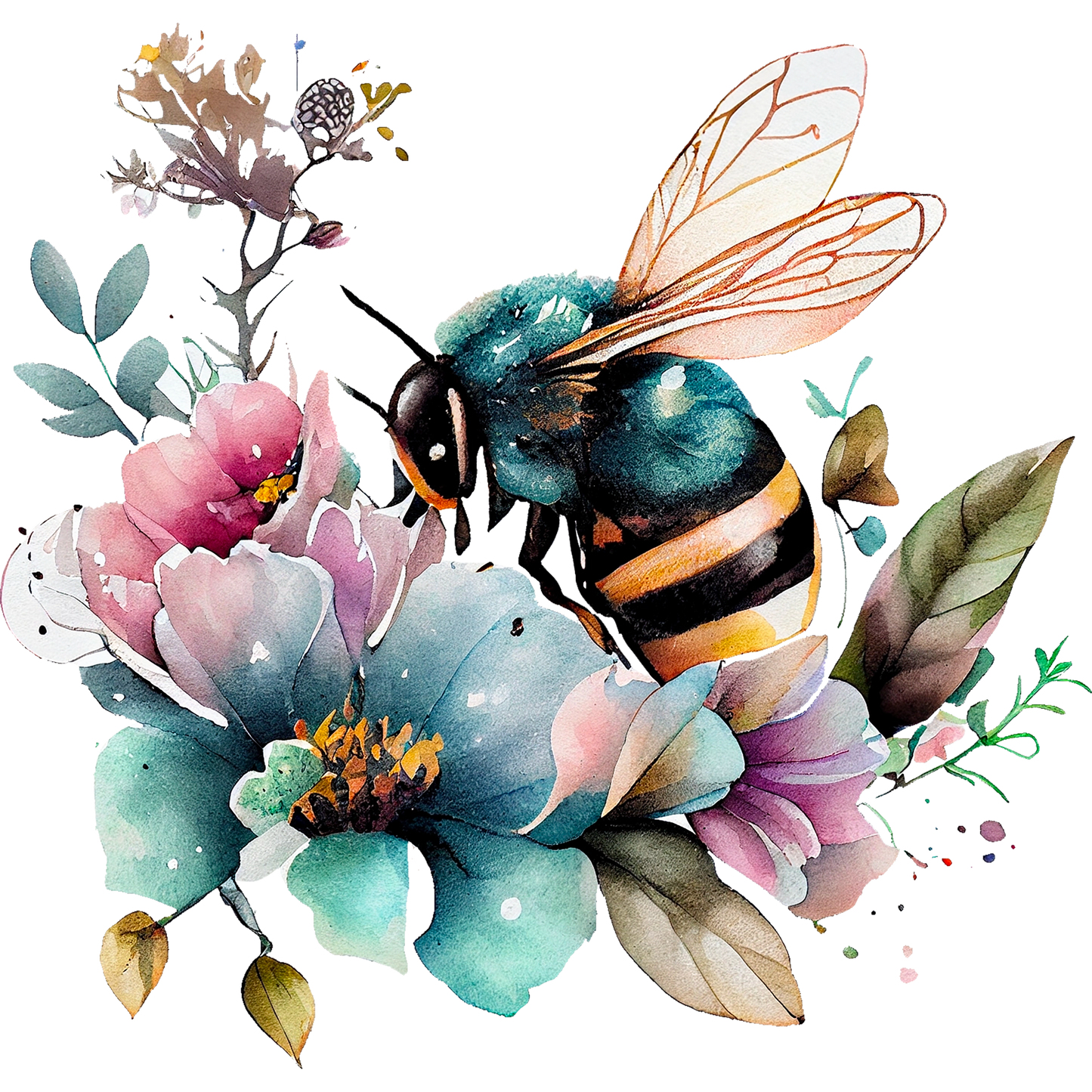 FLORAL WATERCOLOR BEE