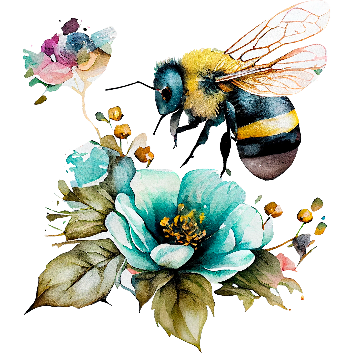 FLORAL WATERCOLOR BEE