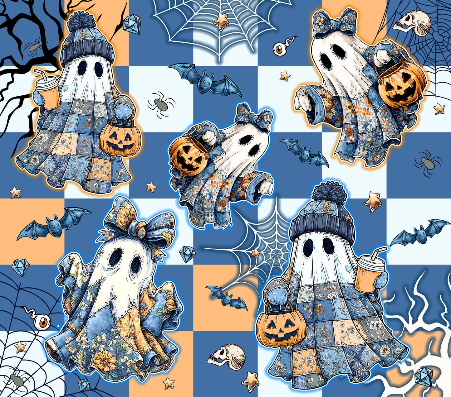 BLUE CHECKERED RETRO PUNKIN