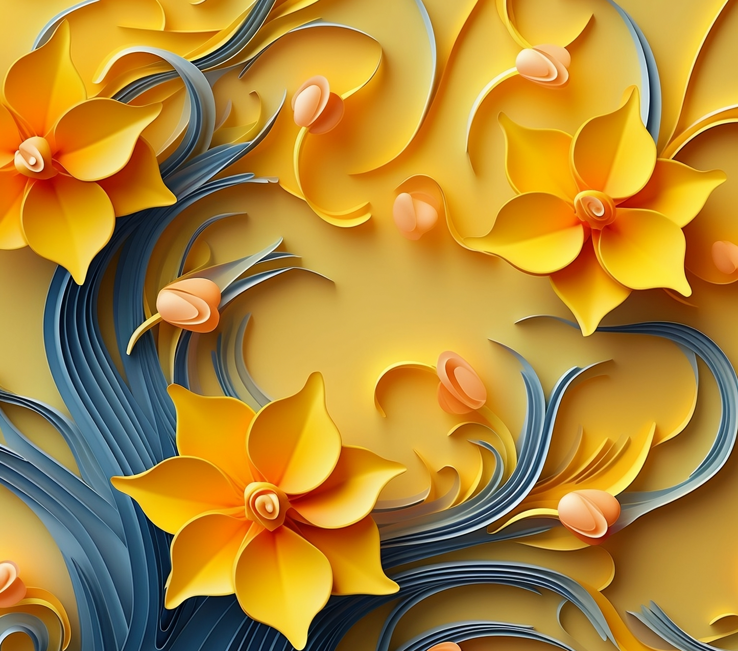 3D YELLOW FLORAL