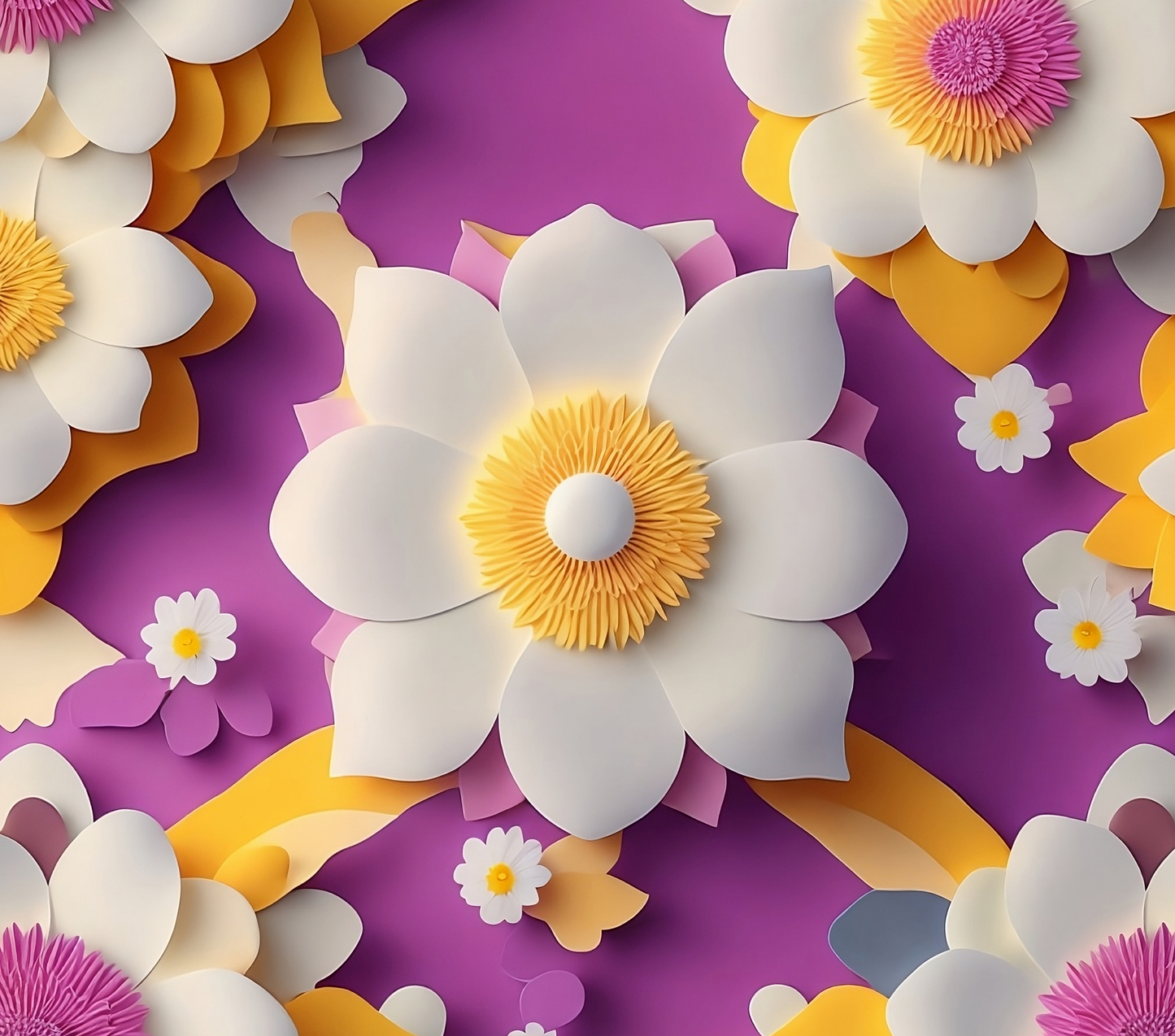 3D PURPLE AND YELLOW FLORAL