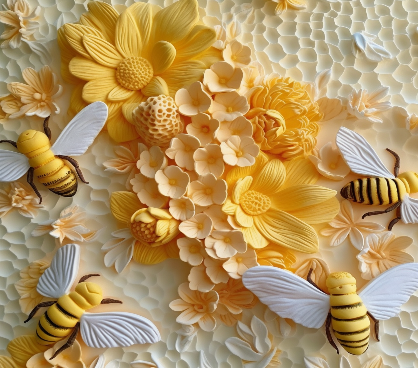 3D YELLOW FLORAL BUMBLE BEE