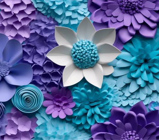 3D PURPLE AND TURQUOISE FLORAL