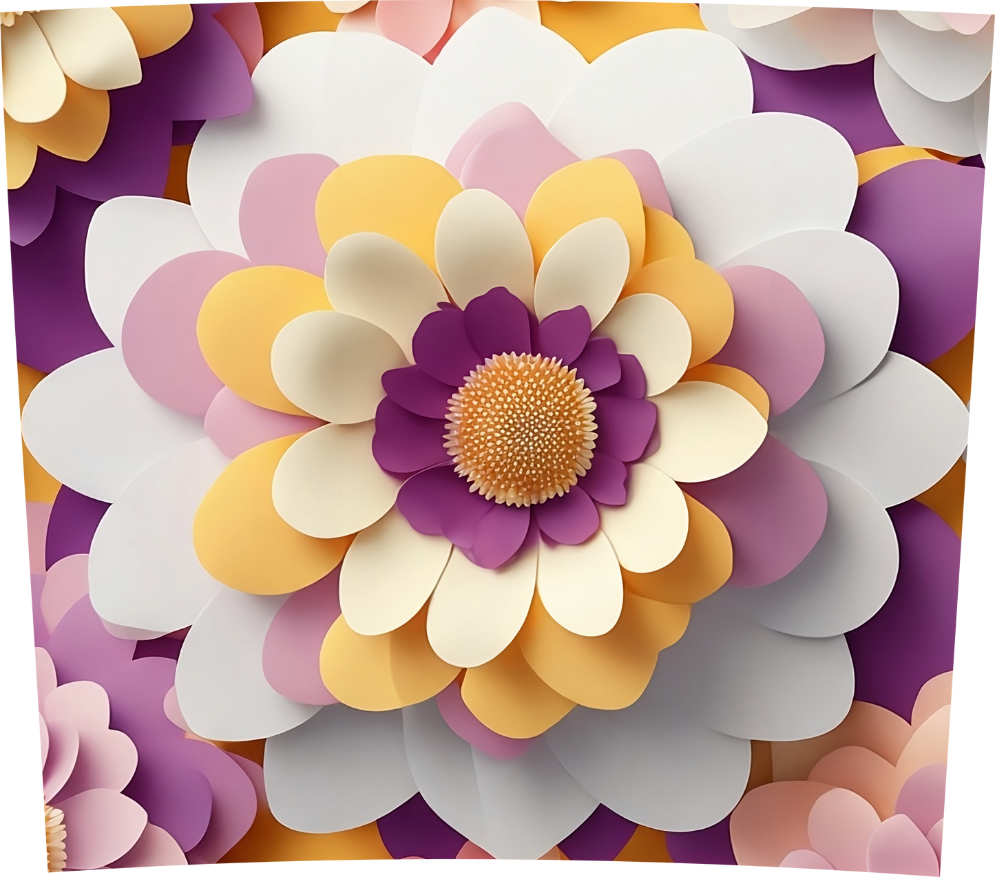3D PURPLE YELLOW AND WHITE BLOOM