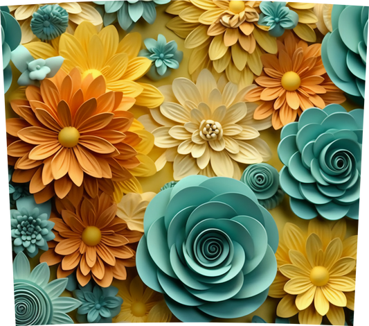 YELLOW AND TURQUOISE FLORAL