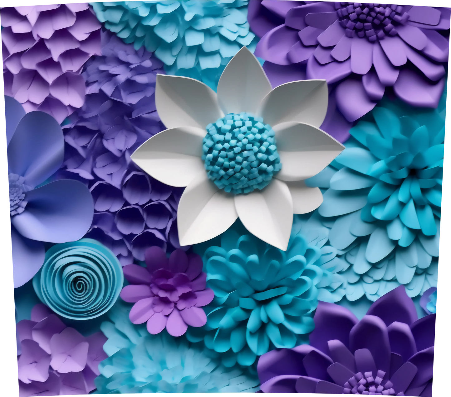 3D PURPLE AND TURQUOISE FLORAL