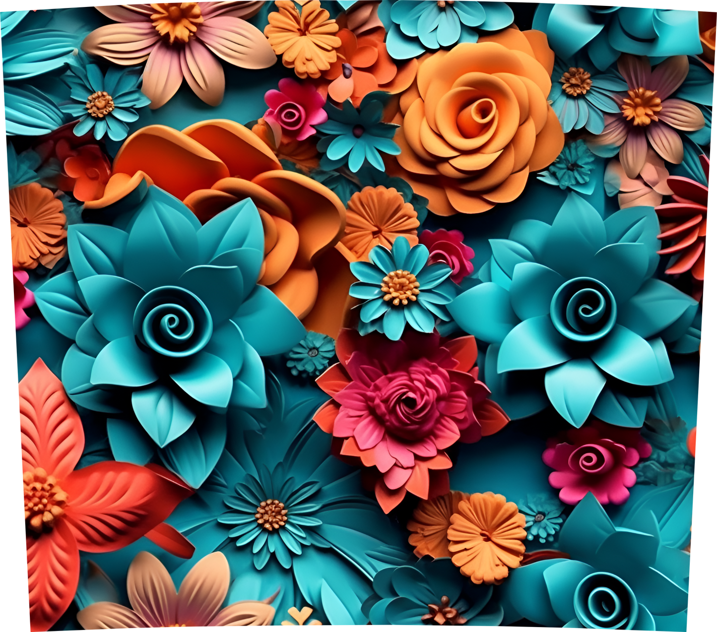 ORANGE AND TURQUOISE FLORAL