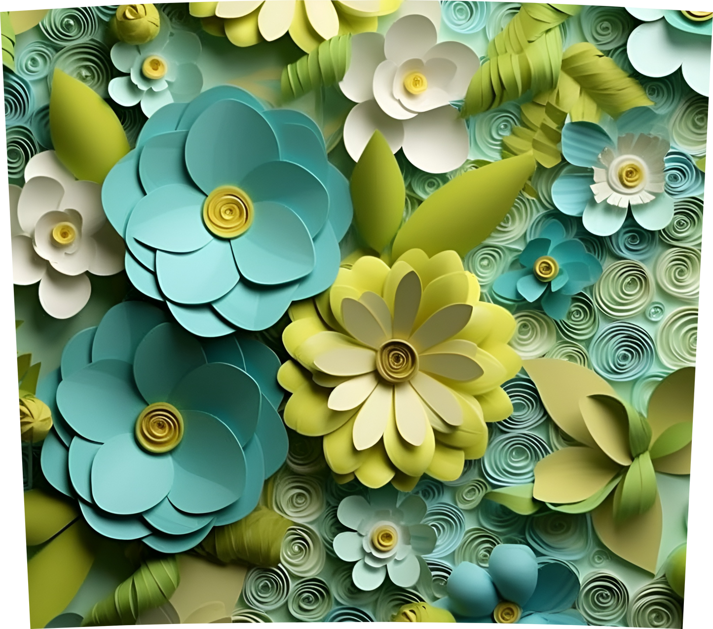 3D BLUE AND GREEN FLOWERS