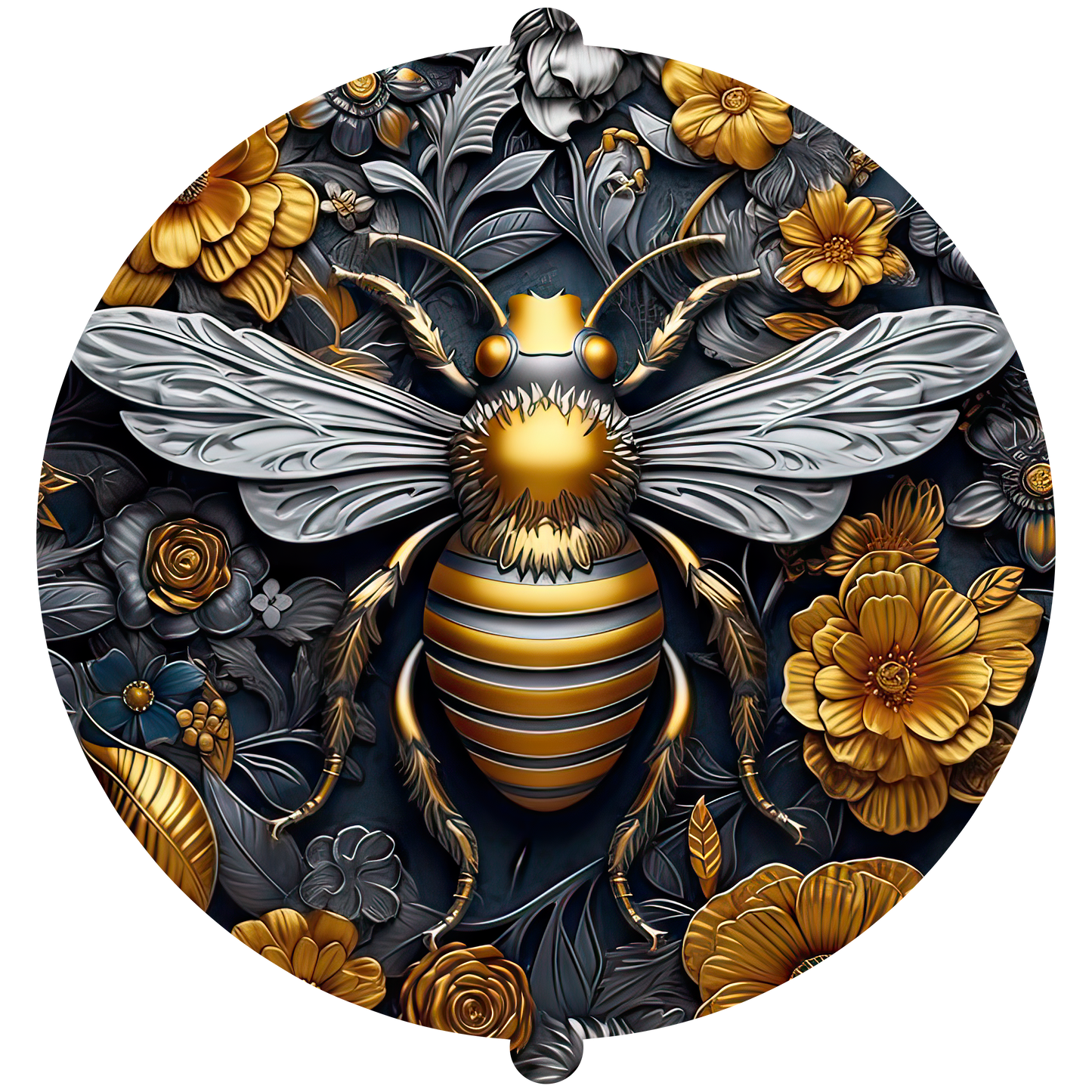 GOLD BEE WITH GOLD FLOWERS