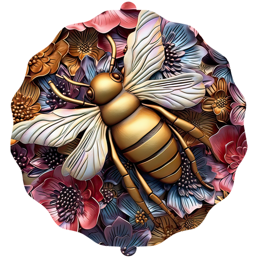 GOLD BEE WITH MULTICOLORED FLOWERS