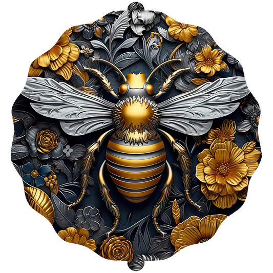 GOLD BEE WITH GOLD FLOWERS