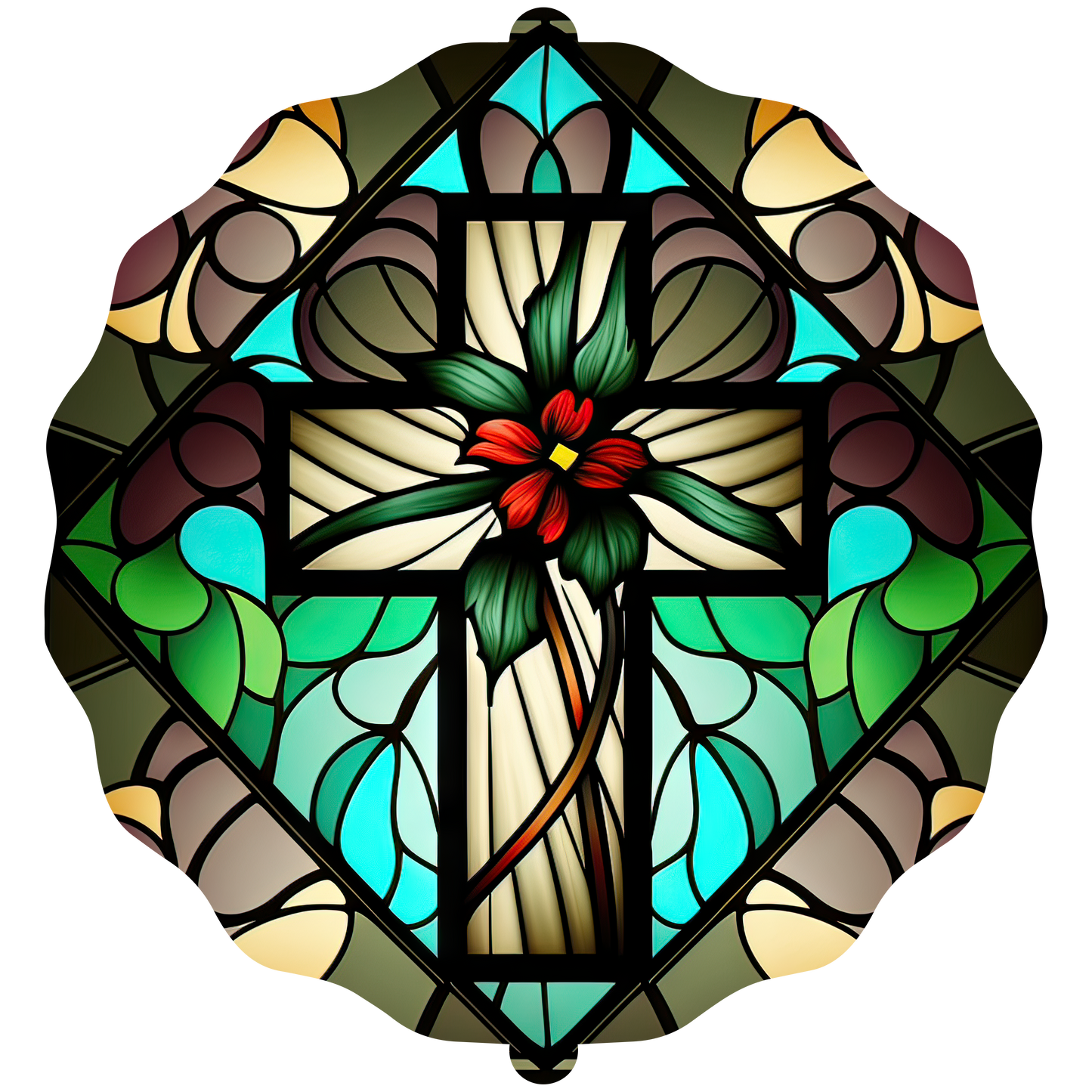 FLORAL CROSS WINDSPINNER