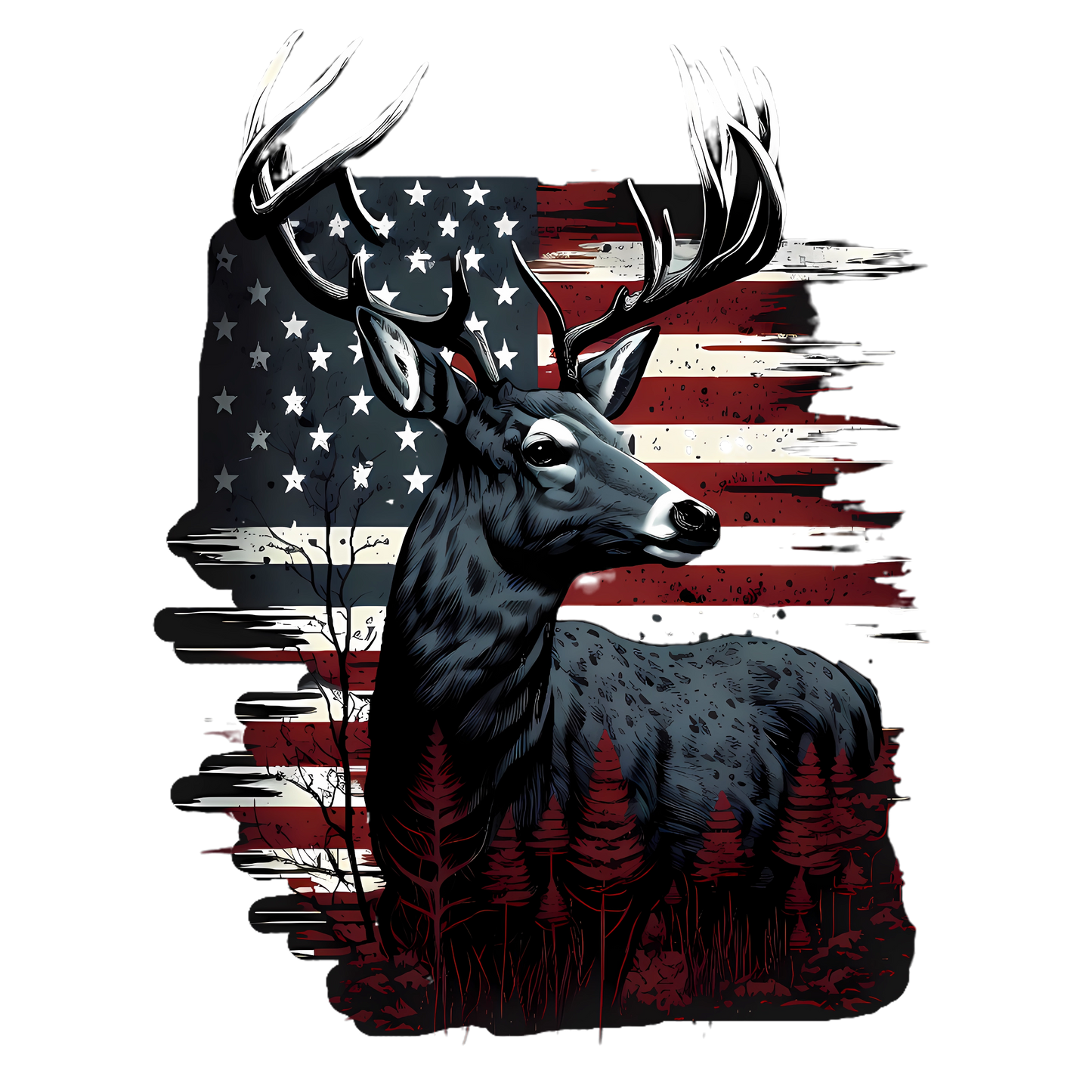 DEER WITH FLAG