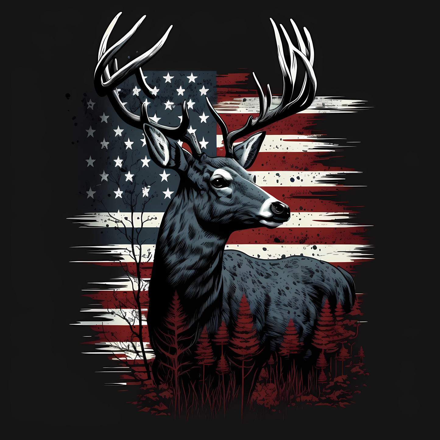 DEER WITH FLAG