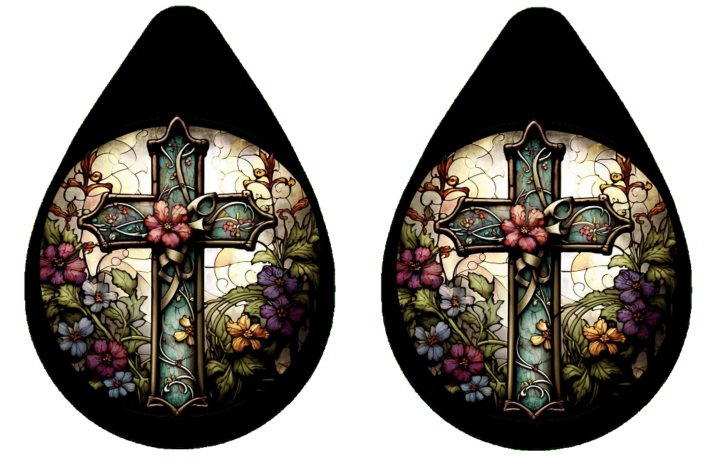 STAINED GLASS CROSS EARRINGS