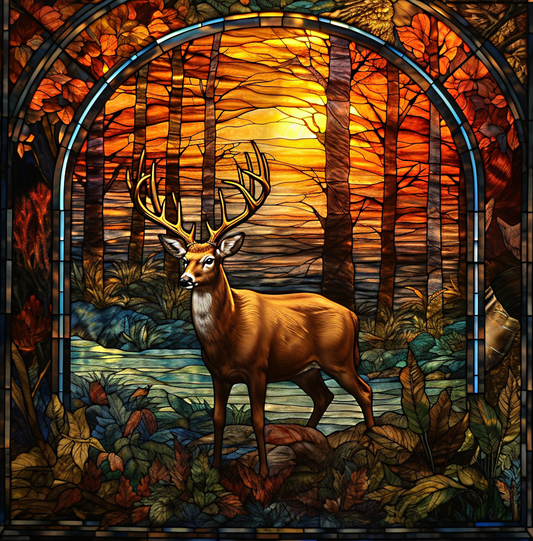 STAINED GLASS DEER WINDSPINNER