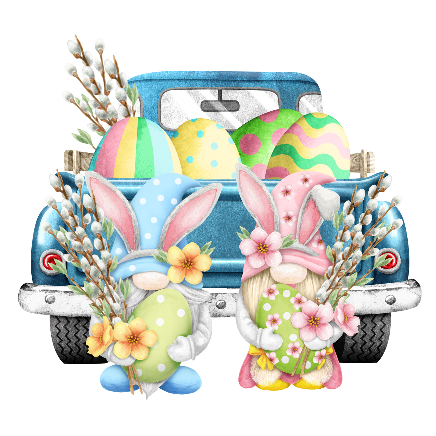 EASTER GNOME TRUCK WITH EGGS