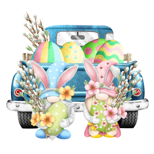 EASTER GNOME TRUCK WITH EGGS