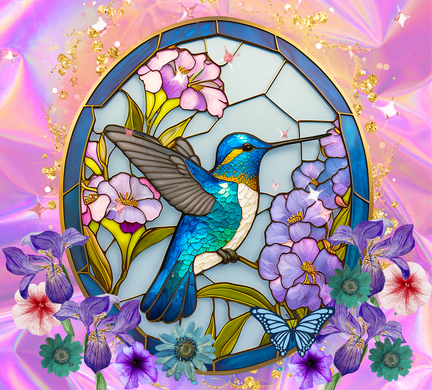 HUMMINGBIRD MOSAIC GLASS