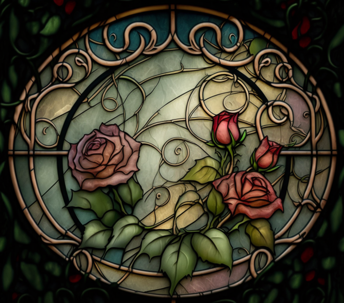 ROSE TUMBLER STAINED GLASS
