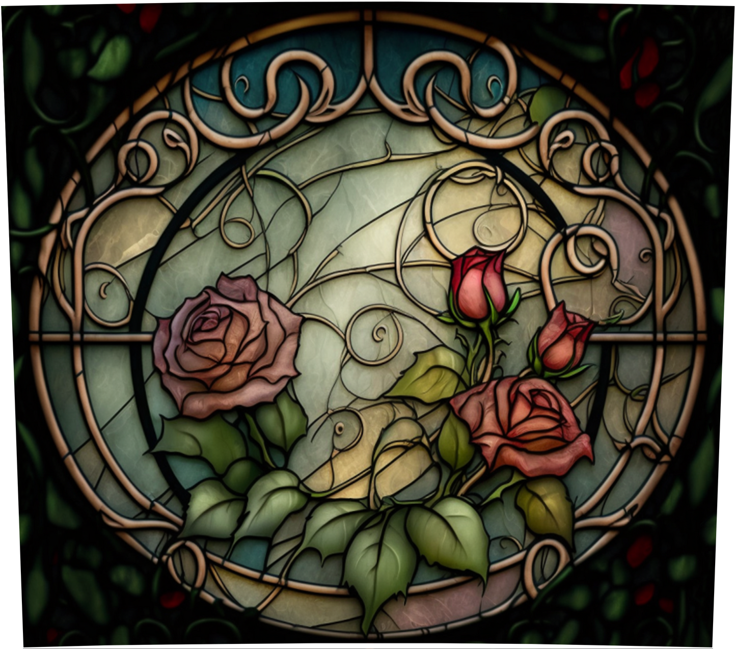 ROSE TUMBLER STAINED GLASS