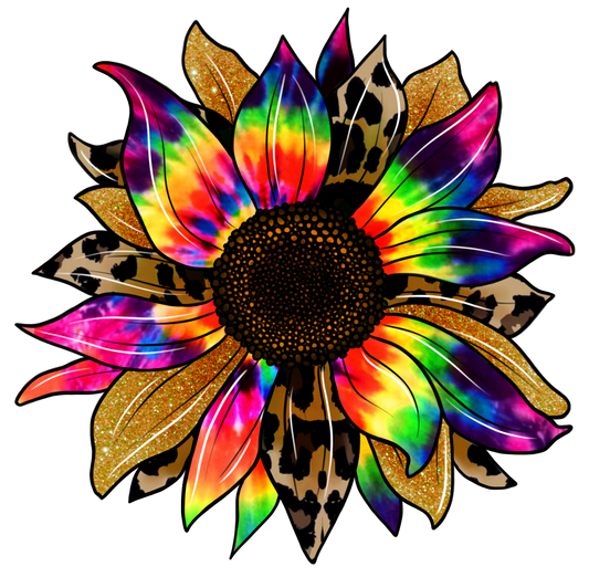 TIE DYED SUNFLOWER WITH ANIMAL PRINT