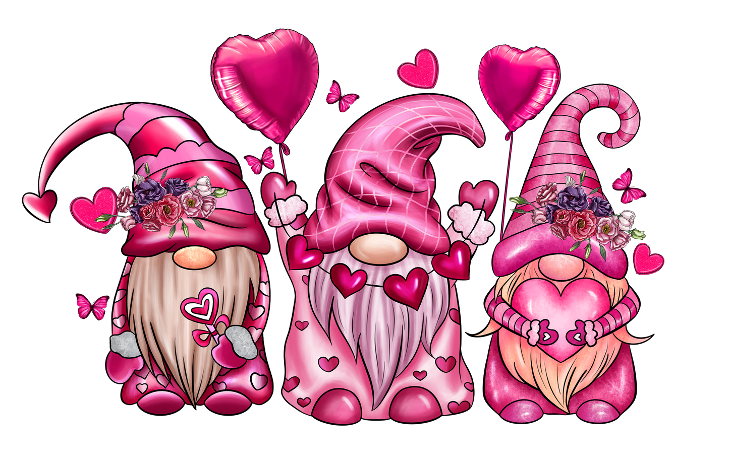 VALENTINES GNOMES WITH HEART BALLOONS