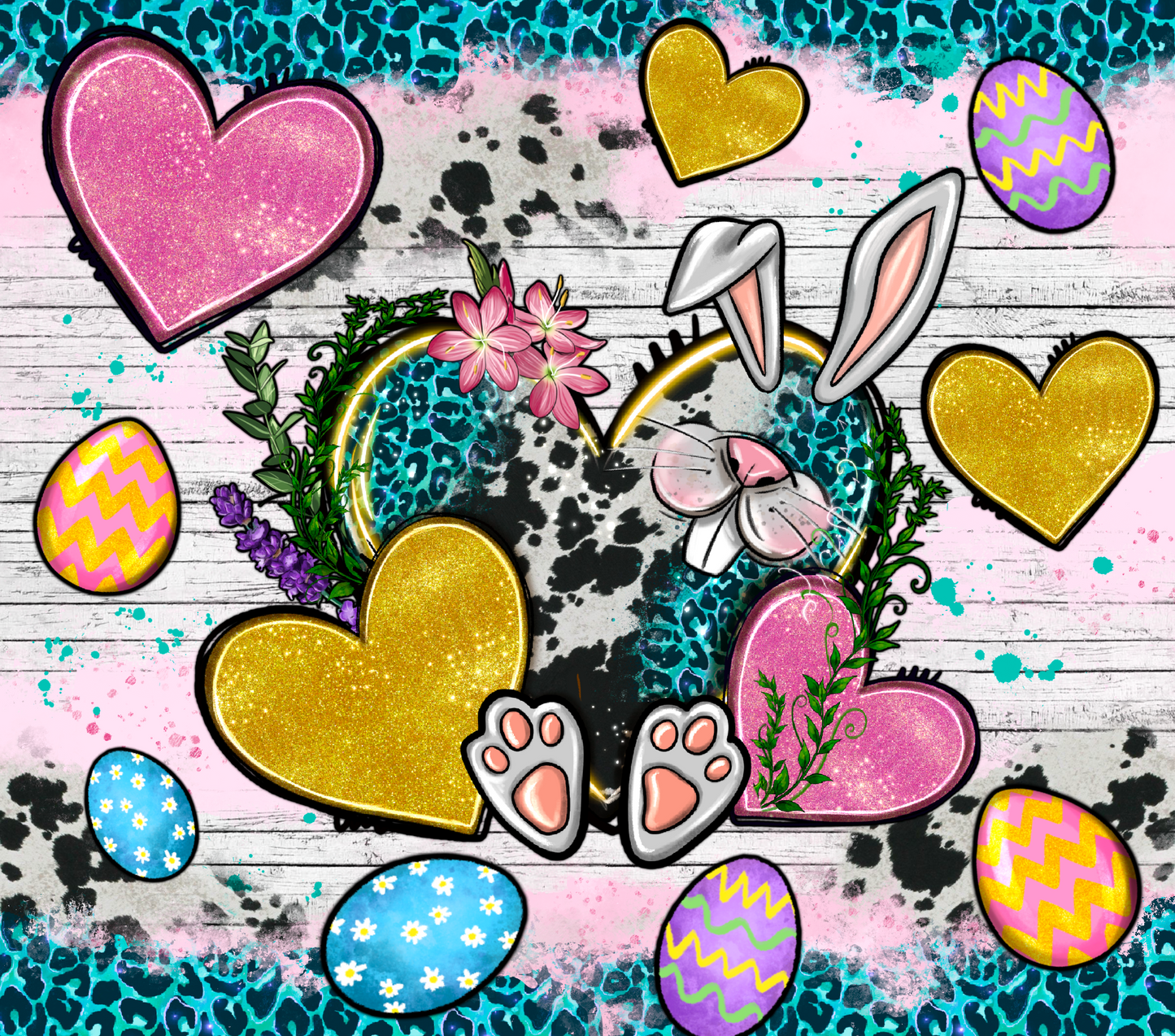 EASTER HEARTS COWHIDE TUMBLER WRAP