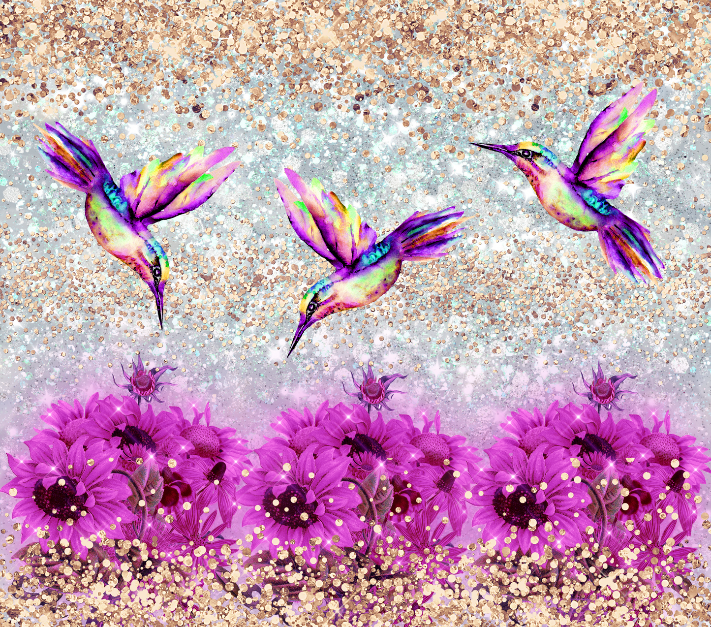 PURPLE GLITTER HUMMINGBIRDS