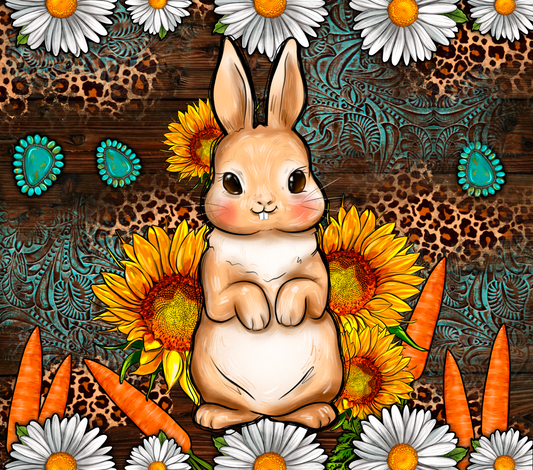 RABBIT DAISY SUNFLOWER LEOPARD TUMBLER WRAP