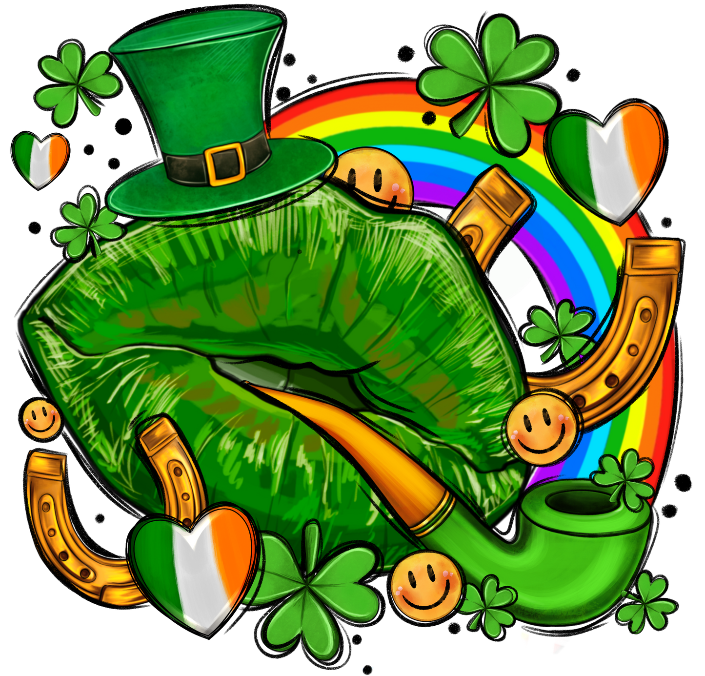 ST PATTYS LIP WITH HORSESHOE RAINBOW